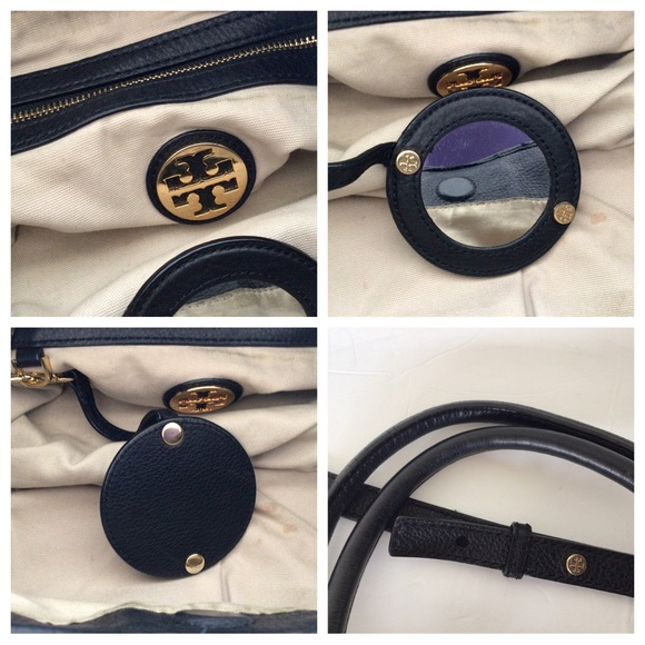 TORY BURCH BLACK PEBBLE LEATHER HOBO BAG - Picture 9 of 17